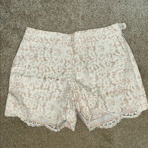 Lace Overlay Shorts in Cream and Pink